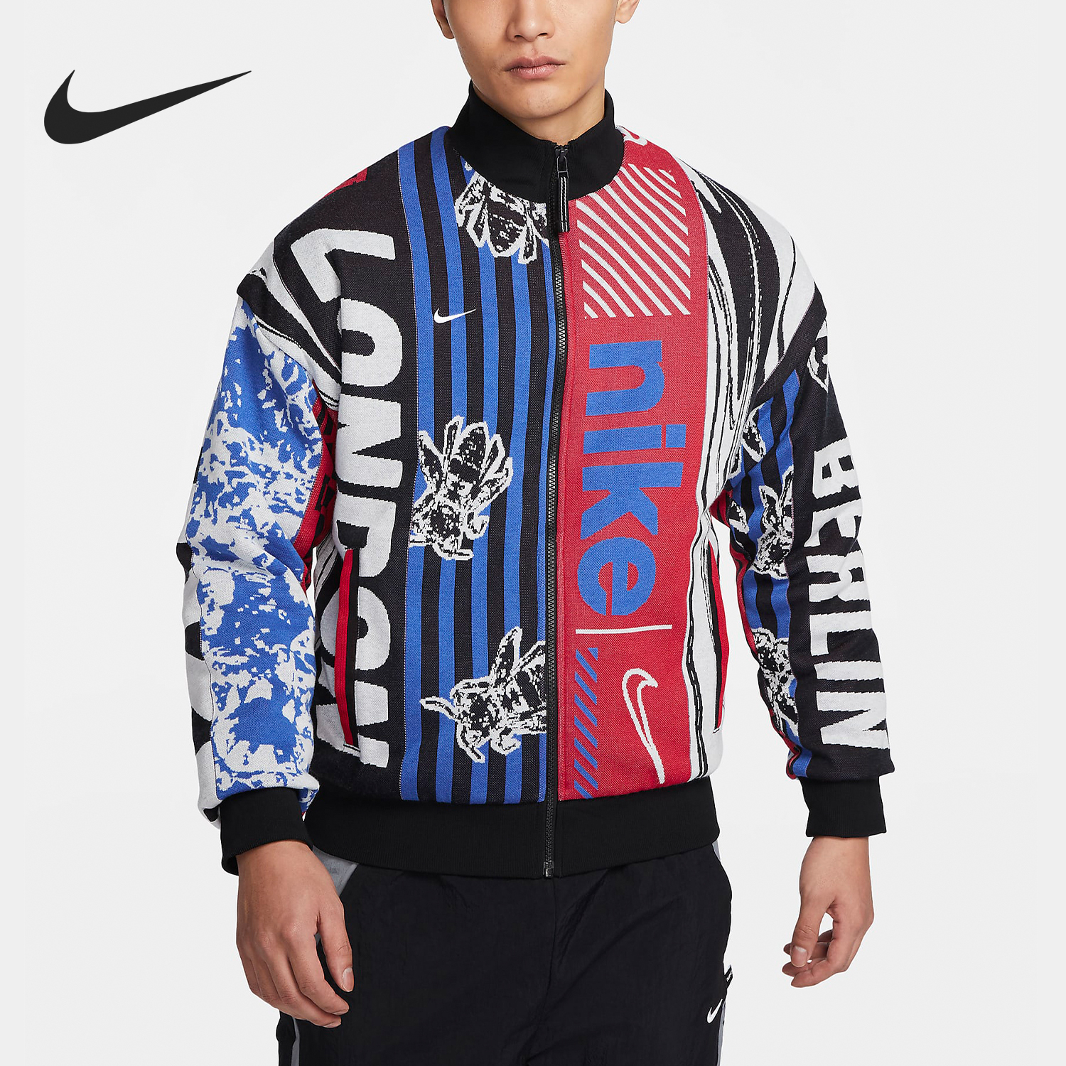 Nike New Men's Stand Collar Printed Casual Sports Jacket FN2396-010
