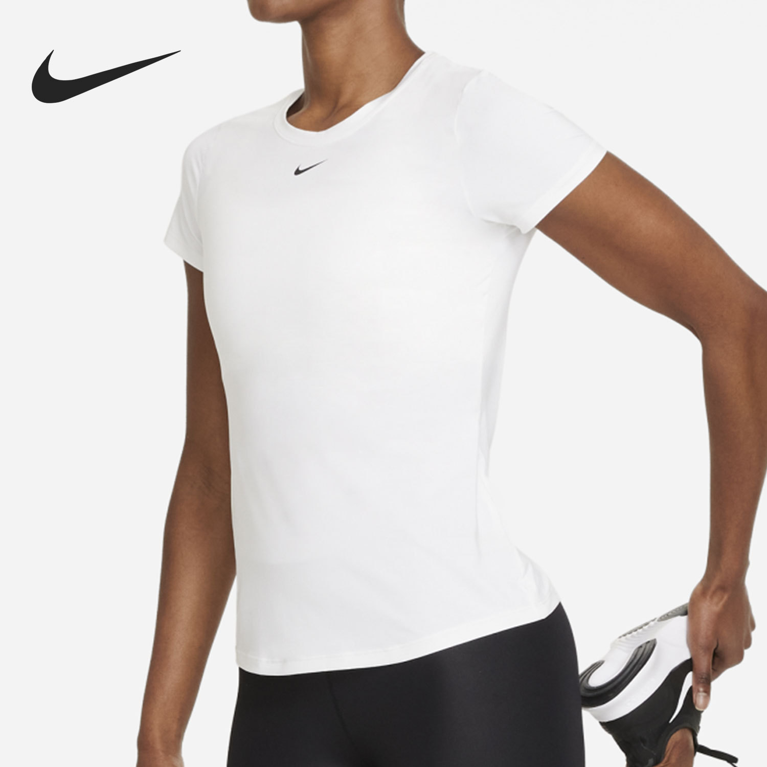 Nike Women's Round Neck Breathable Elastic Training Sports Short Sleeve T-shirt DD0627-100