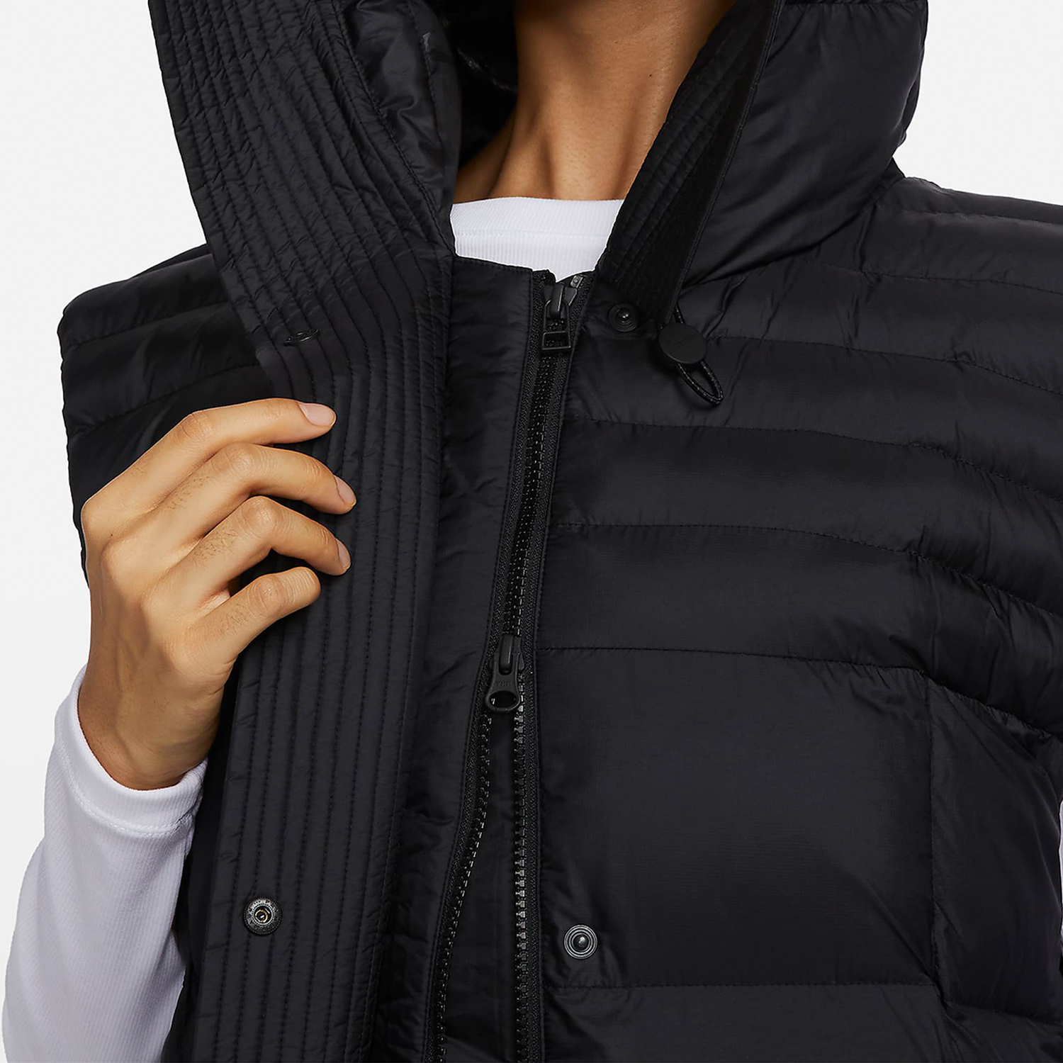 Nike new women's windproof and warm long hooded sports cotton vest FB8775-010