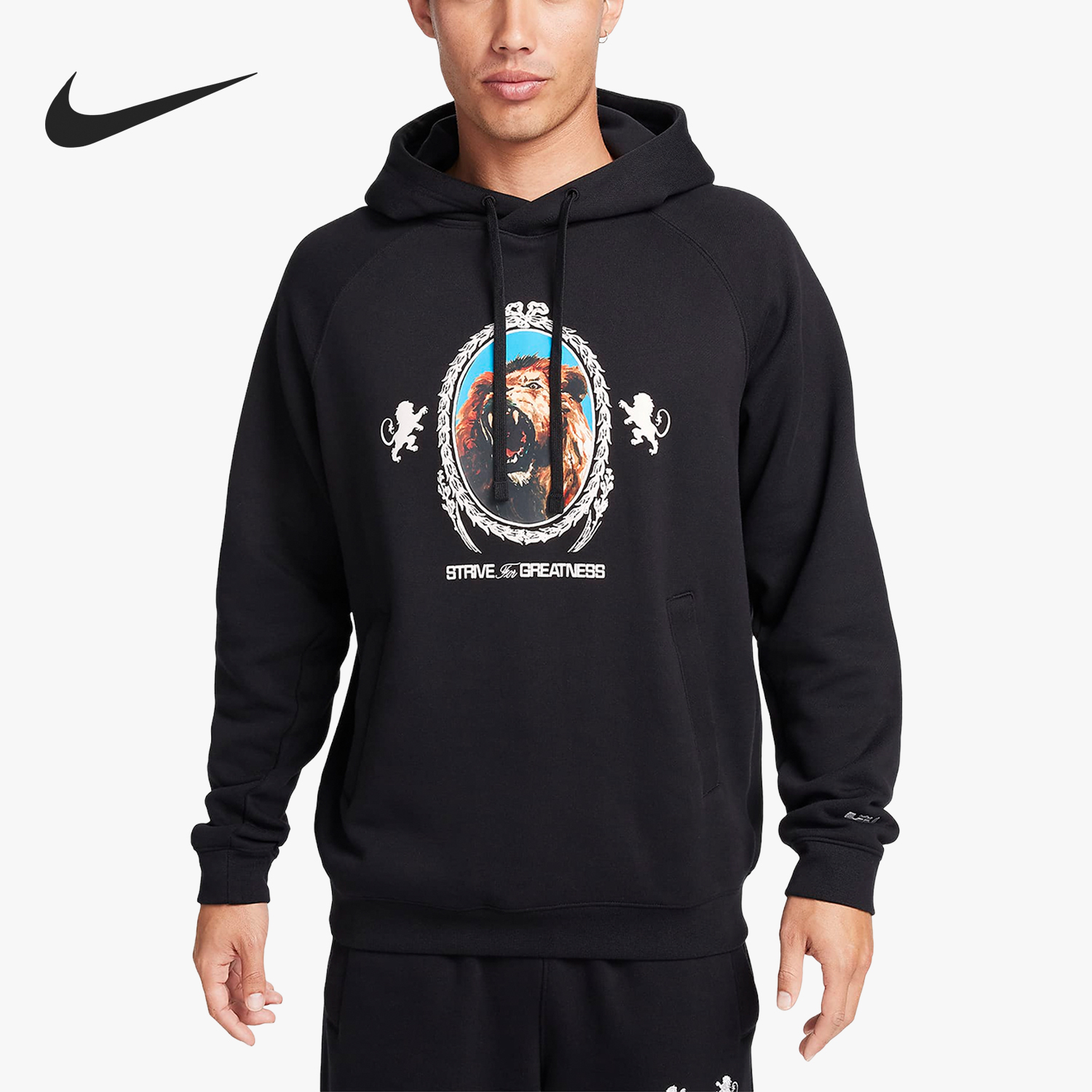Nike New Men's Printed Fleece Lined Hooded Sweatshirt FB7124-010