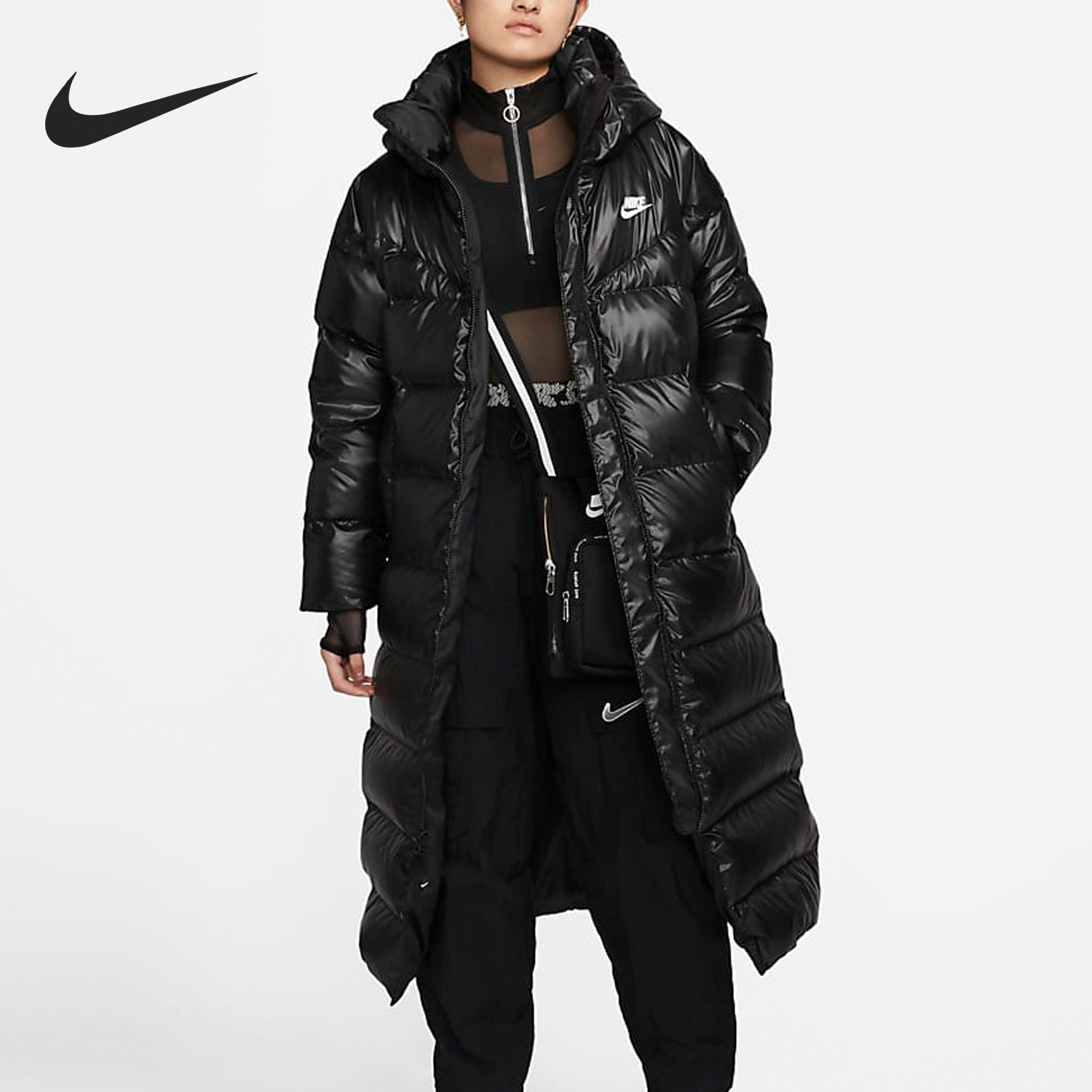 Nike Women's Fashionable Comfortable Warm Sports Casual Long Down Jacket DV0571-010