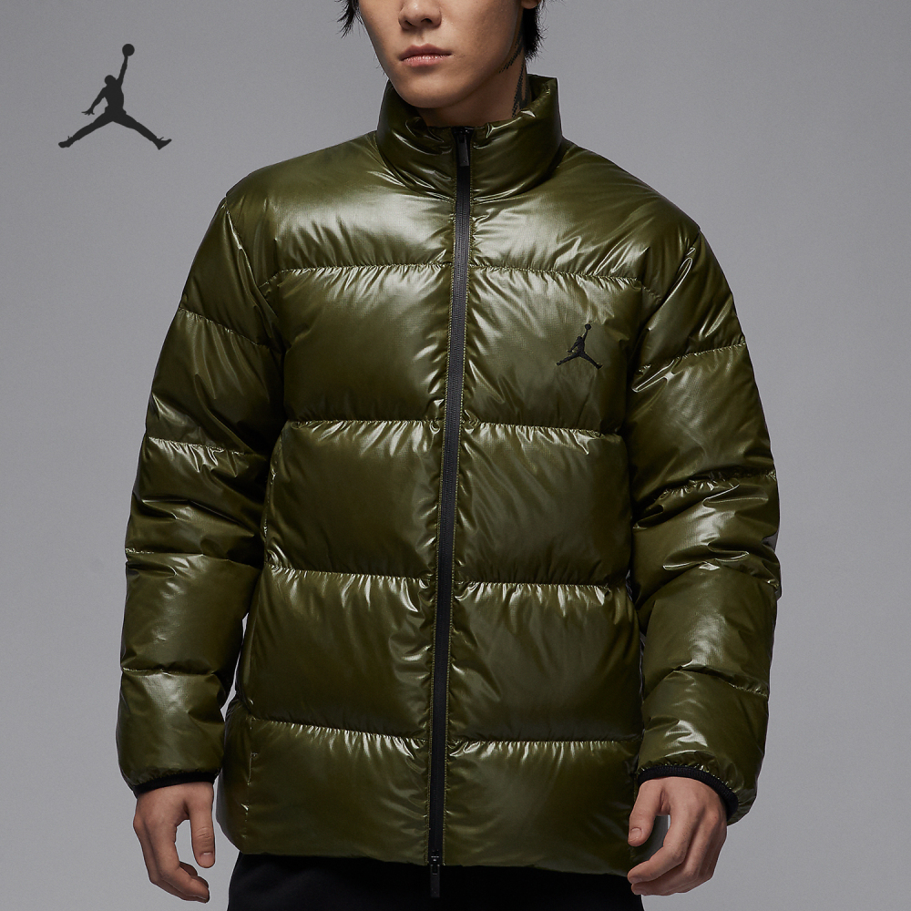 Nike Jordan Men's Glossy Windproof Warm Hooded Down Jacket FV7272-222