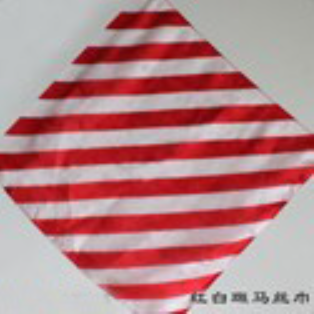 单条红白斑马斜条方丝巾(60*60cm)