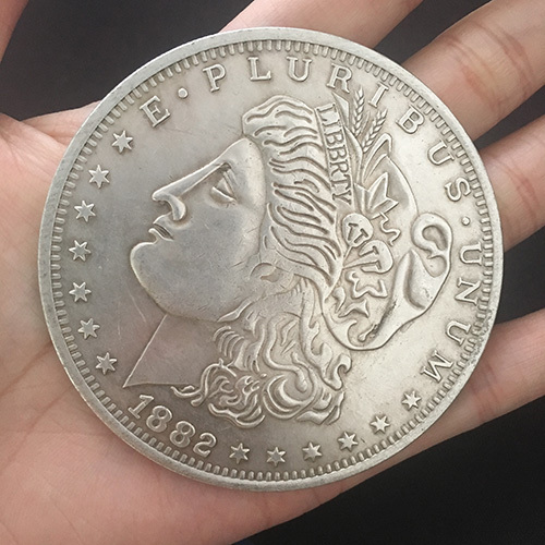铜制仿古摩根大币(7cm)银色