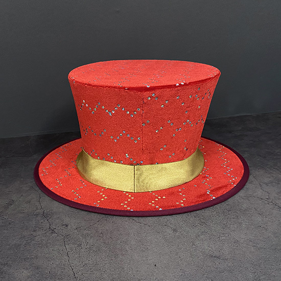 高品质弹簧礼帽(红色波浪闪光亮片) High Quality Spring Top Hat Red Glitter