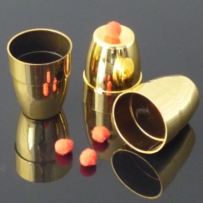 金色塑制三杯三球(镀金色小号) Cups & Balls - Plastic