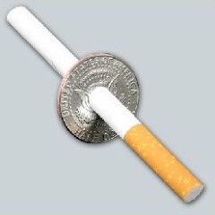 香烟穿币(美金Half Dollar真币版) Cigarette thru Half Dollar