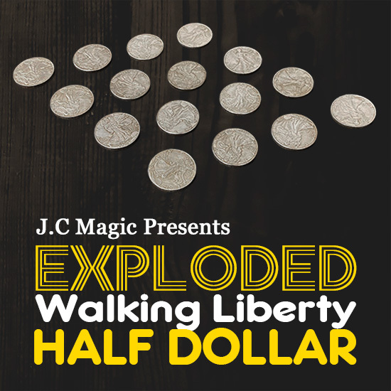 行走女神版眼花缭乱--行走女神爆炸币(4变16) Exploded Walking Liberty Half Dollar by J.C Magic