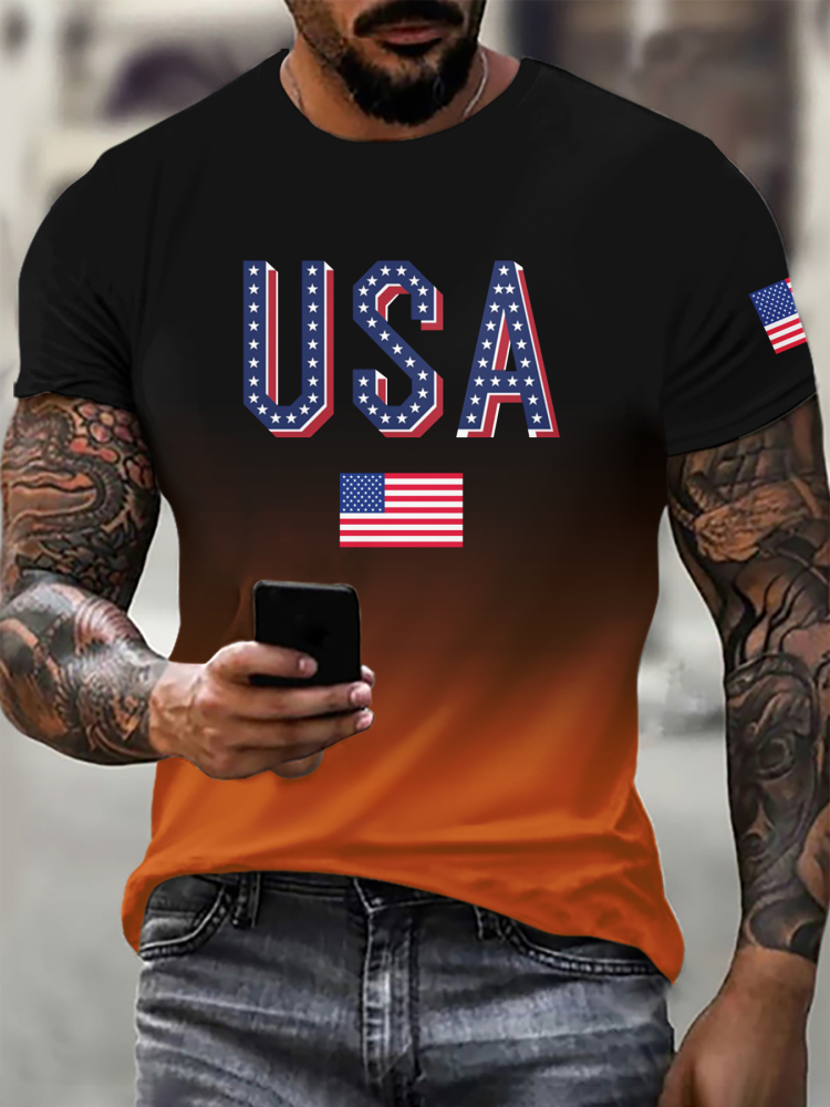 3D men's t-shirt stylish casual american flag harajuku oversized top y2k summer streetwear