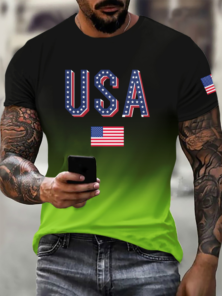 3D men's t-shirt stylish casual american flag harajuku oversized top y2k summer streetwear