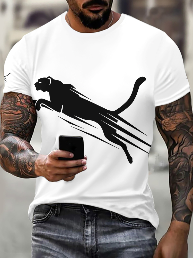 PUM men's T-shirt digital printing fashion elements quick-drying breathable running casual short sleeves