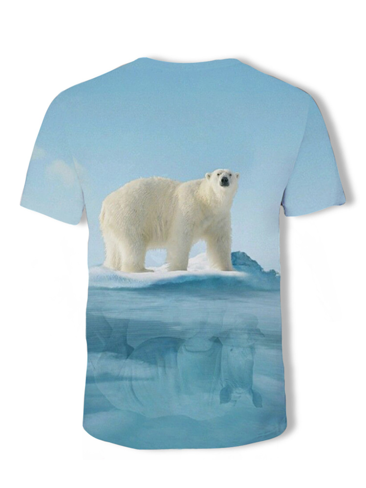 Summer breathable quick-drying street hip-hop casual sportswear Men's Save the Polar Bear 3D digital pattern T-shirt