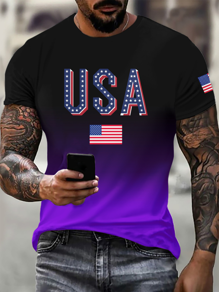 3D men's t-shirt stylish casual american flag harajuku oversized top y2k summer streetwear