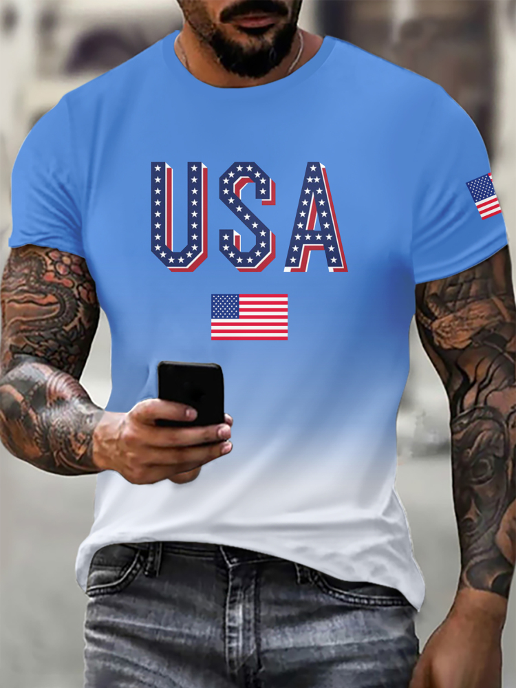 3D men's t-shirt stylish casual american flag harajuku oversized top y2k summer streetwear