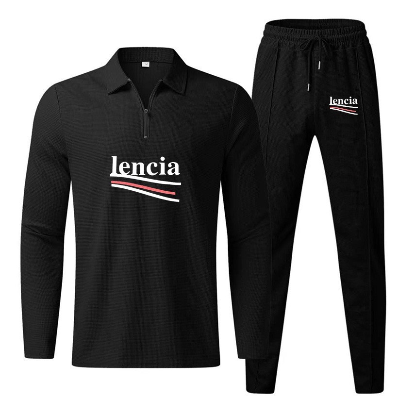 European and American men's fashion clothing waffle long-sleeve long-pants two-piece set sports leisure men's suit