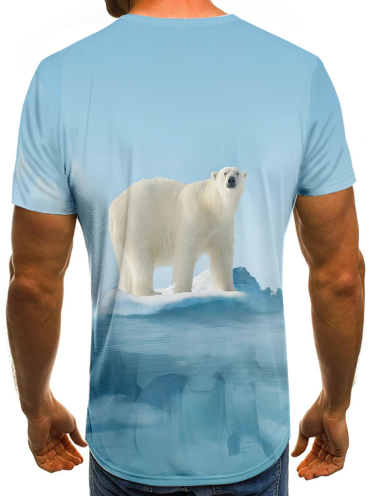 Summer breathable quick-drying street hip-hop casual sportswear Men's Save the Polar Bear 3D digital pattern T-shirt