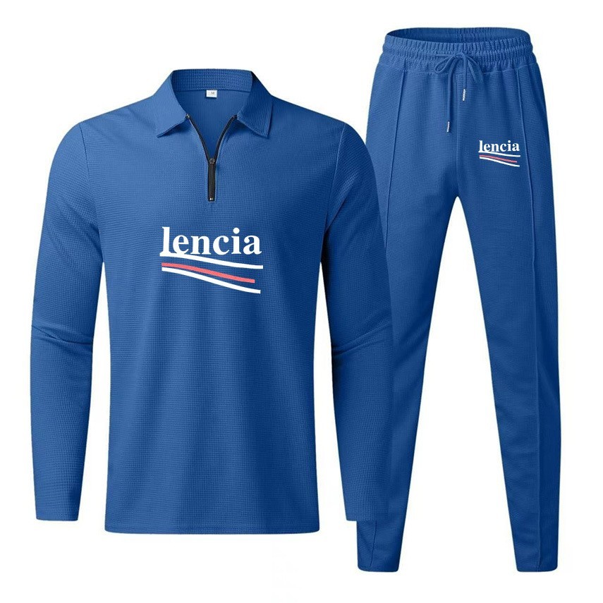 European and American men's fashion clothing waffle long-sleeve long-pants two-piece set sports leisure men's suit