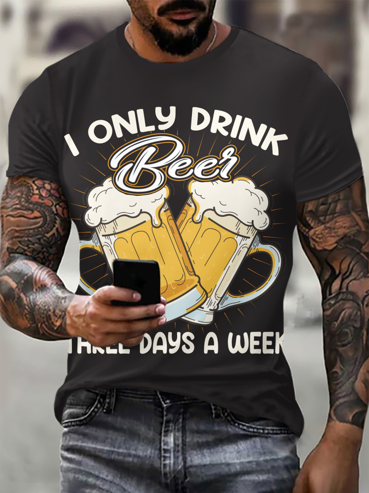 Mens 3D Printed T-Shirt Beer Celebration Original Summer Fashion Hip Hop Street Tee