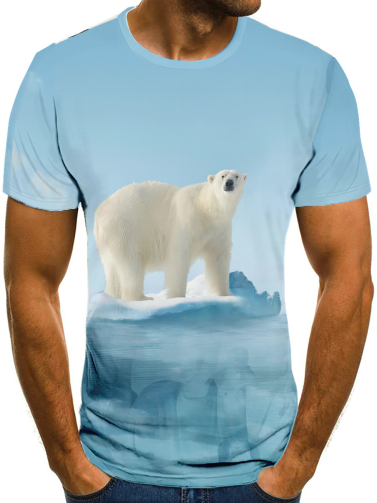 Summer breathable quick-drying street hip-hop casual sportswear Men's Save the Polar Bear 3D digital pattern T-shirt
