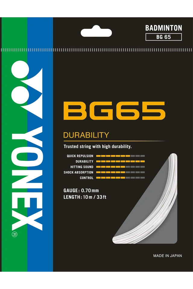 YONEX STRING BG65 White Single Package 10M