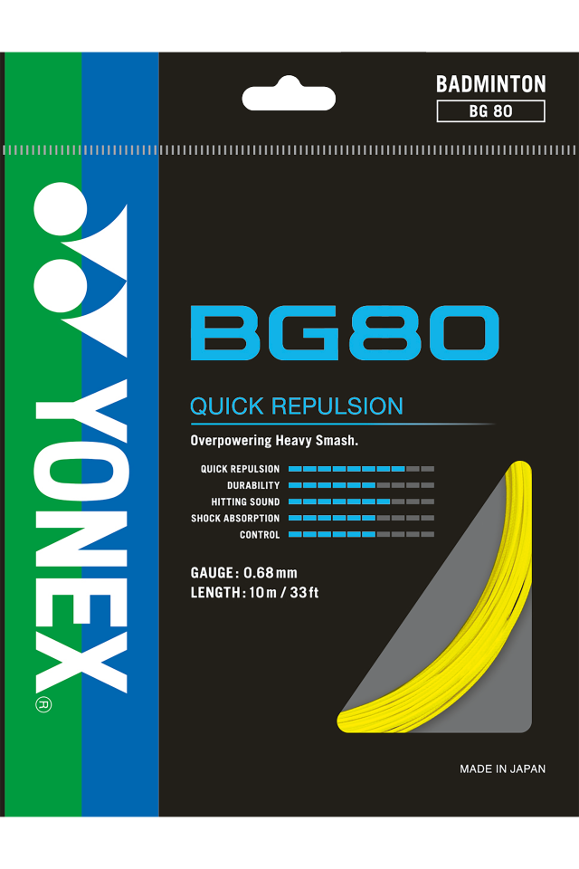 YONEX STRING BG80 Yellow Single Package 10M