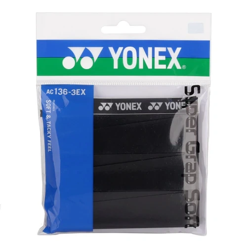 YONEX Super Grap SOFT (AC136-3EX) Overgrips Tennis Badminton Pack of 3 Black Color