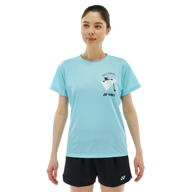 YONEX Women's Dry T-shirt. 16727Y Aqua Blue Color Made in Japan