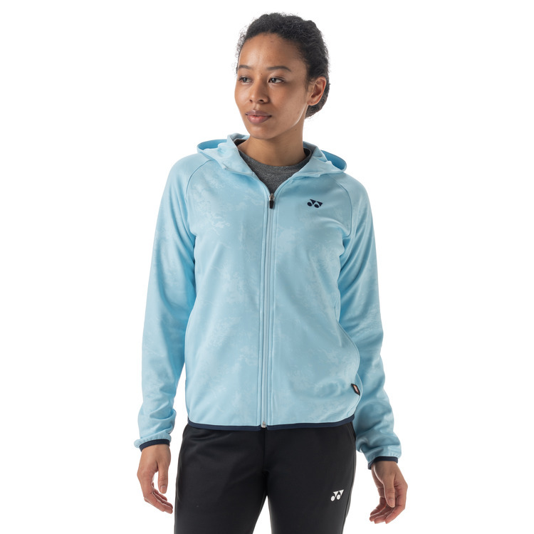 YONEX Women's Knit Warm-up Hoodie. 58106 Light Blue Color