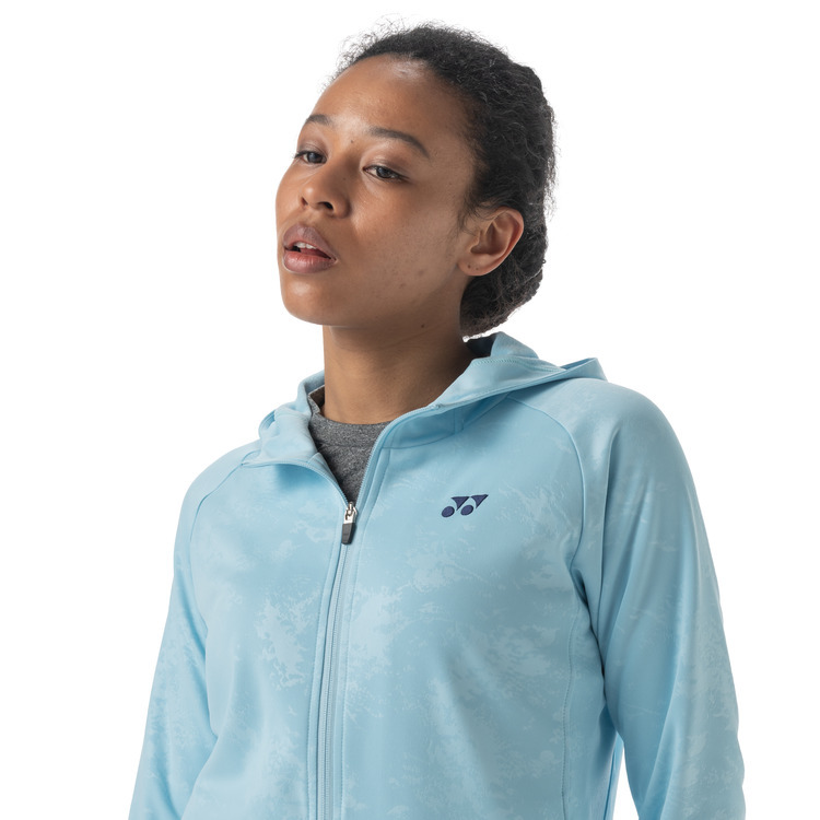 YONEX Women's Knit Warm-up Hoodie. 58106 Light Blue Color