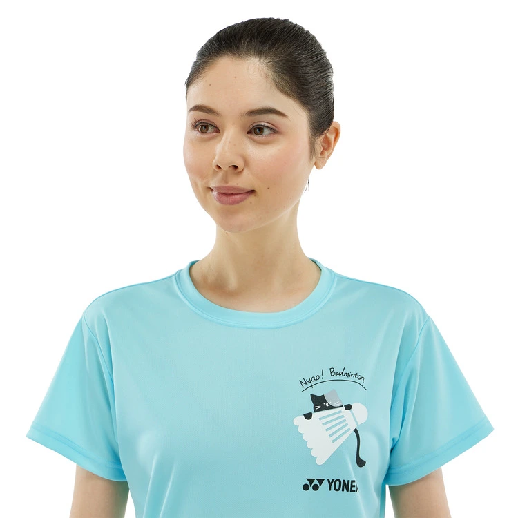 YONEX Women's Dry T-shirt. 16727Y Aqua Blue Color Made in Japan
