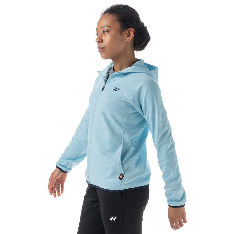 YONEX Women's Knit Warm-up Hoodie. 58106 Light Blue Color