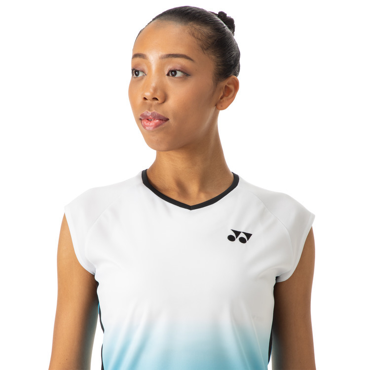 YONEX Women's Game Shirt. 20875Y Blue/White Color Made in Japan