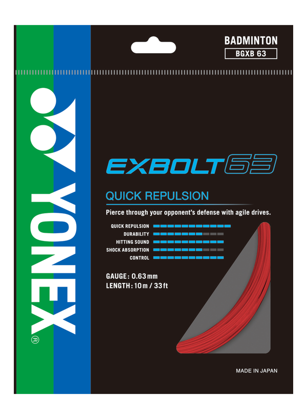YONEX STRING EXBOLT63 Ruby Red color Single Package 10M