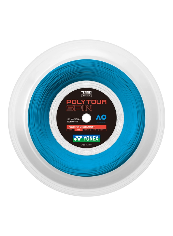YONEX Poly Tour Spin 125/1.25/16 Tennis String 200m  Coil-Cobalt Blue