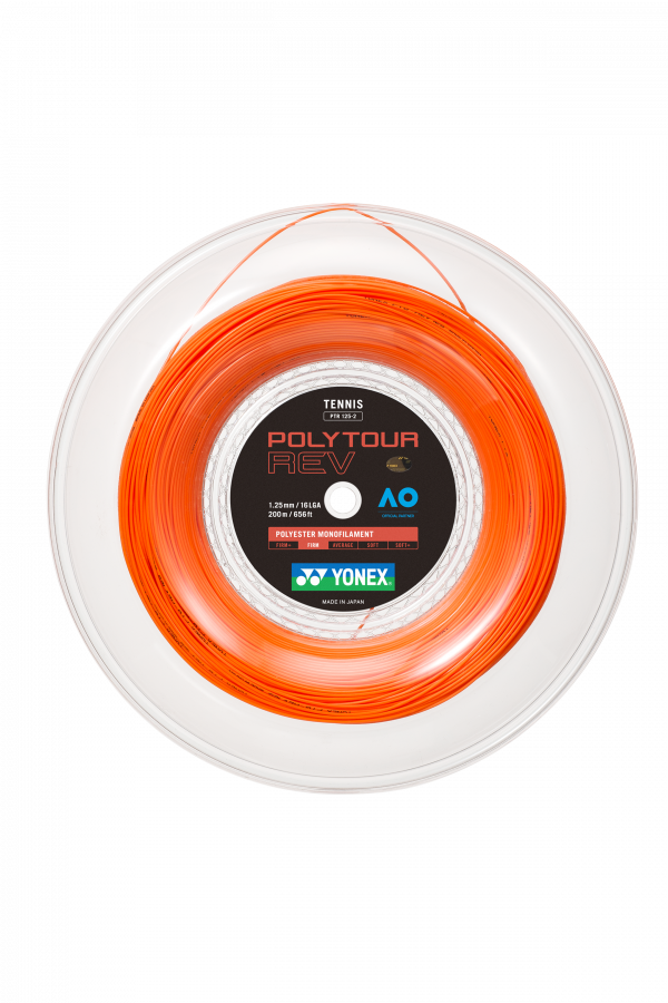 YONEX Poly Tour Rev 1.25/16 Tennis String 200m  Coil-Bright Orange