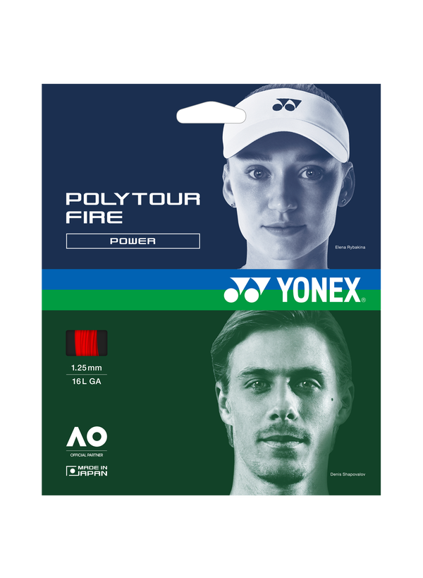 YONEX Poly Tour FIRE 125 Tennis String Red  Set
