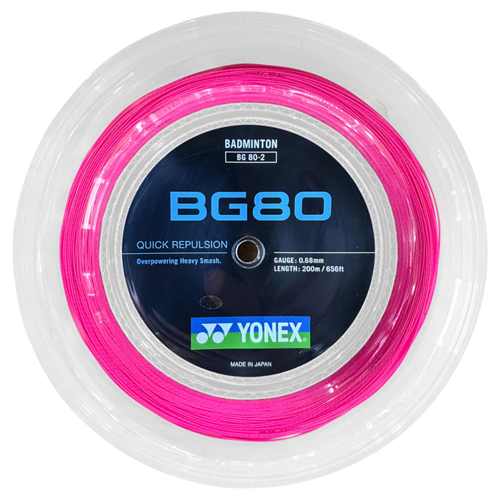 YONEX STRING BG80  Neon Pink  (200m Coil)