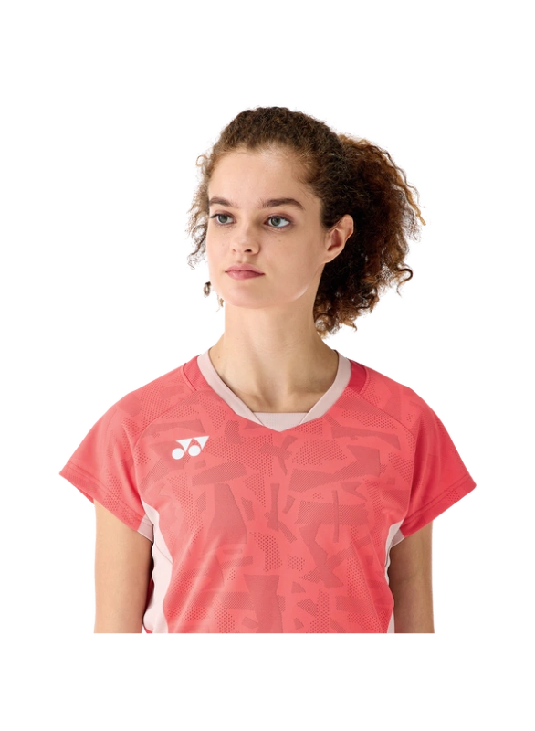 YONEX 20848EX Womens Crew Neck  Shirt-Coral Red