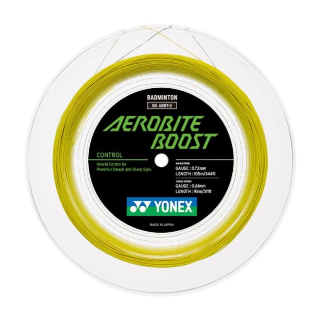YONEX STRING AeroBite Boost Dark Grey/Yellow B/String (200m Coil)(or 24pcs 10m individual packs)