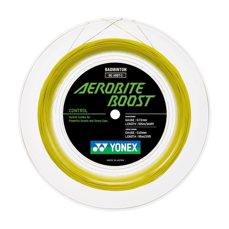 YONEX STRING AeroBite Boost Dark Grey/Yellow B/String (200m Coil)