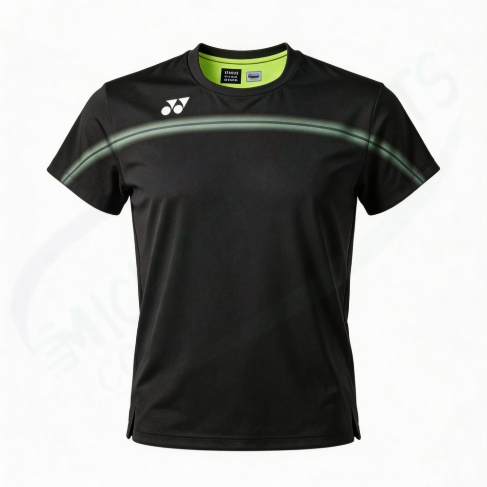 Yonex 10711YX MENS CREW NECK  SHIRT-Black color made in Japan