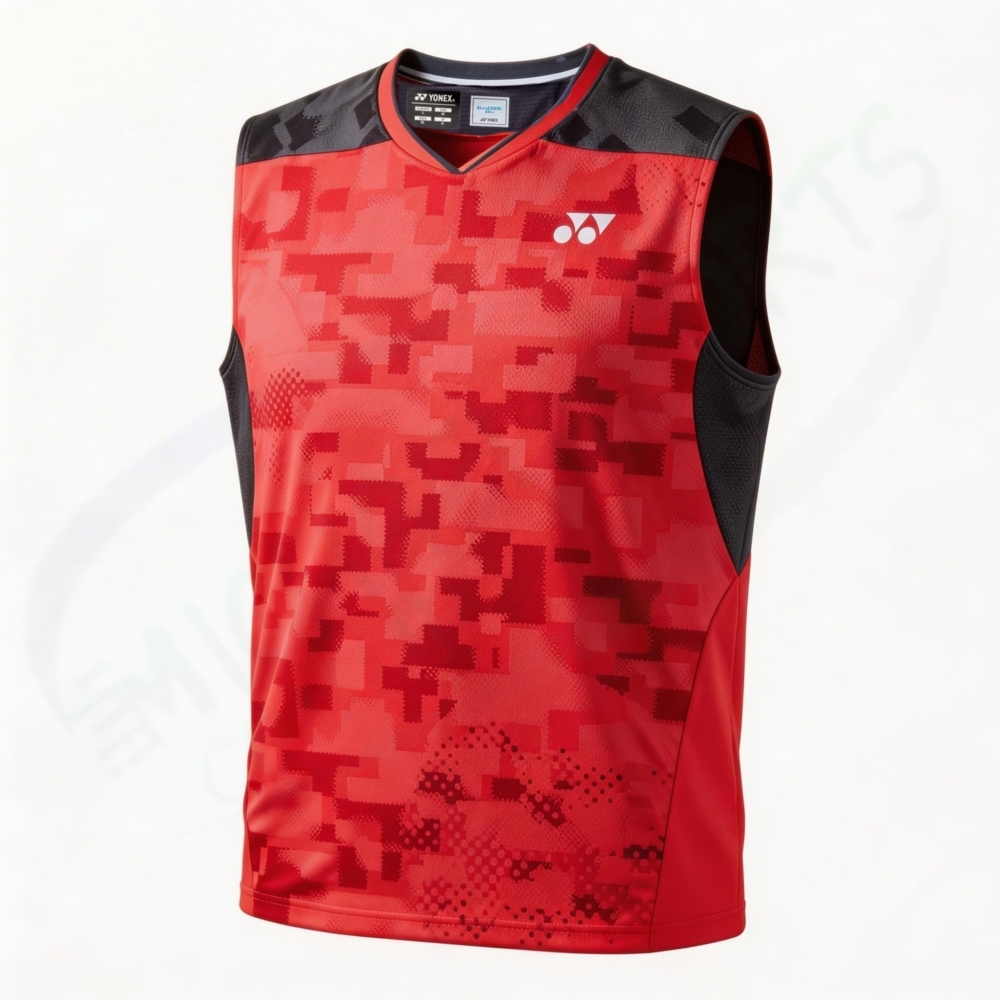 YONEX 10755YX MENS SLEEVELESS TOP Coral Red made in Japan