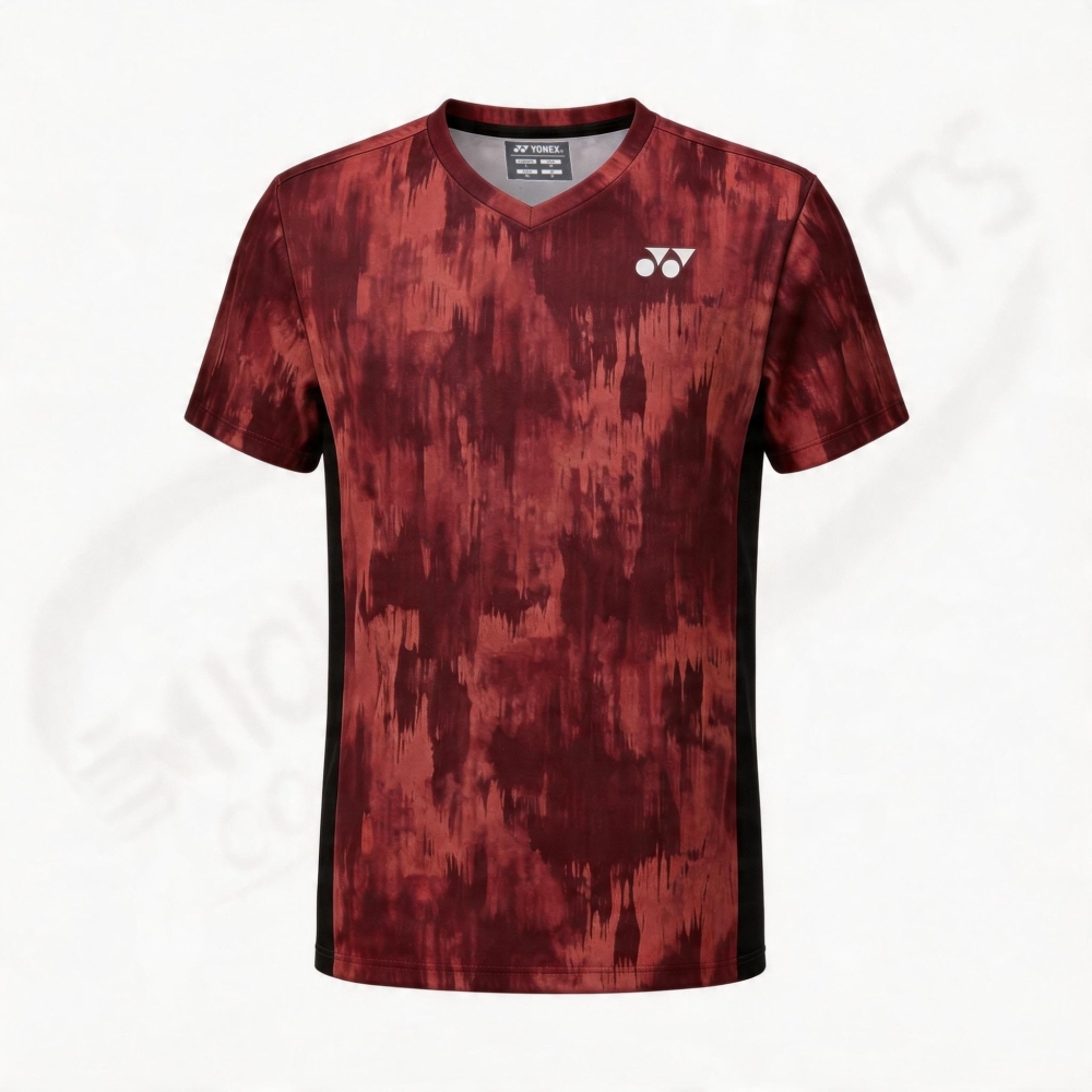 YONEX 10741Y UNISEX CREW NECK SHIRT DEEP RED color made in Japan