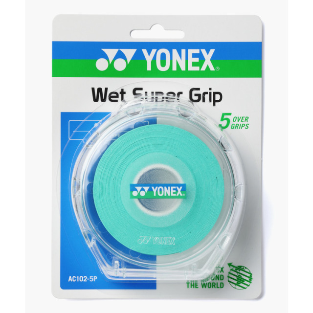 YONEX Wet Super Grip AC102-5P Mint | 5-Pack Badminton Racket Overgrip