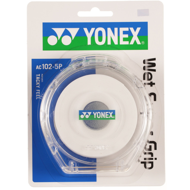 YONEX Wet super grip. AC102-5P WHITE COLOR made in Japan