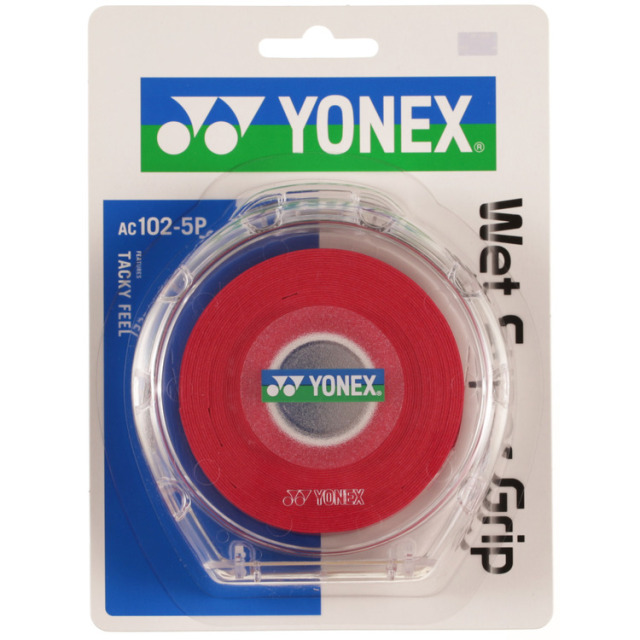 YONEX Wet Super Grip AC102-5P Red | 5 Pack Badminton Overgri
