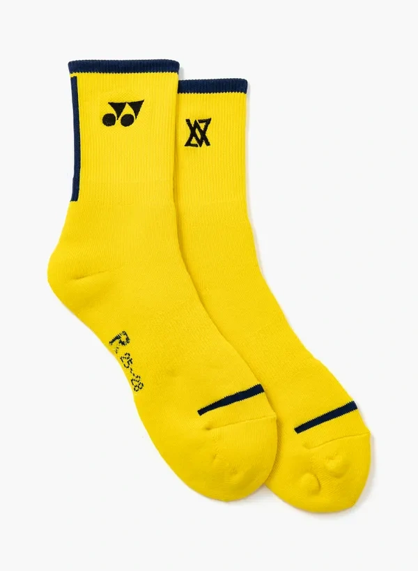 Yonex 19248YX Mens Sport Crew Socks  VA-Laser Yellow color  Made in Japan