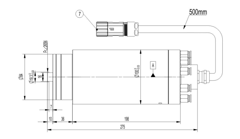 Internal grinding spindle 100MD90Y2.5:Voltage,350V Frequency,1500HZ Rotation speed,90000RPM Rated Power,S1:2.5KW,S6:3KW Cooling method,Water cooling