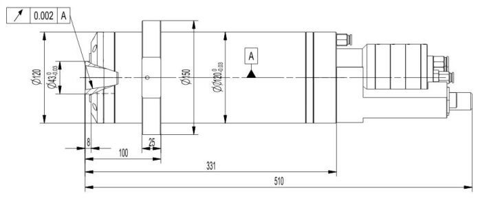Milling spindle 120XDJ24G12:Rotation speed,12000-24000RPM Rated Power,S1:Constant power 10KW Rated torque,S1:4NM-8NM Voltage,380V Frequency,400HZ