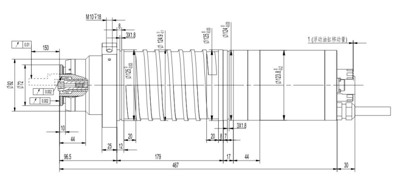 Milling spindle125XDJ32G16:Rotation Speed,20000-32000RPM Frequency,666.7HZ-1066.7HZ Power,16.1KW Voltage,380V Torque,4.8NM-7.7NM